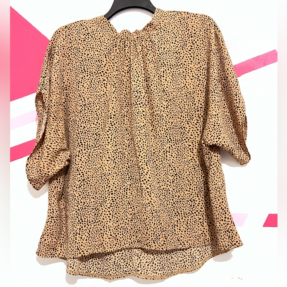 Dalmatian Print Tie Back Batwing Sleeve Blouse